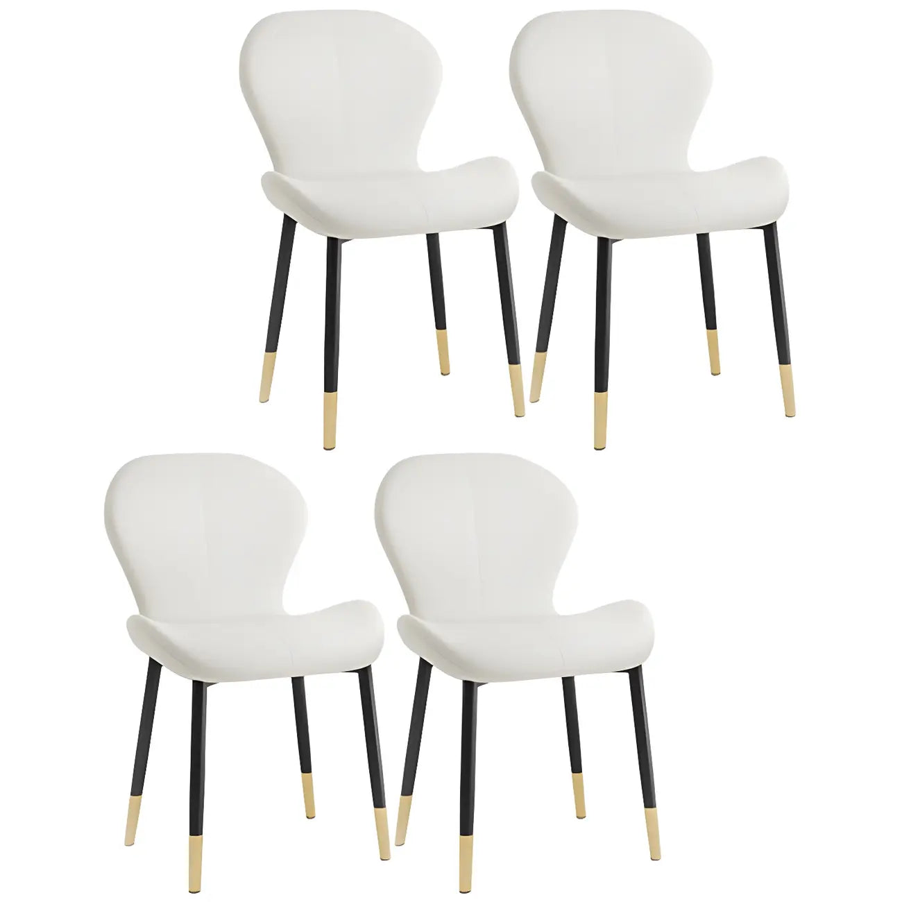 Chaise de salle à manger Art Déco en cuir à dossier incurvé et dossier plein