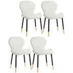 Chaise de salle à manger Art Déco en cuir à dossier incurvé et dossier plein