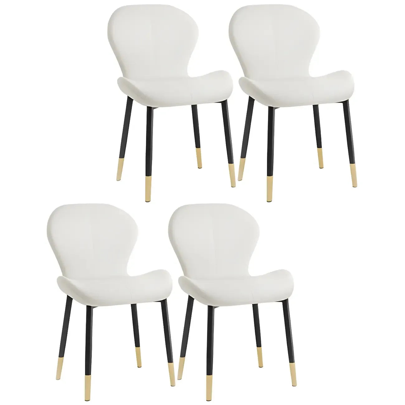 Chaise de salle à manger Art Déco en cuir à dossier incurvé et dossier plein