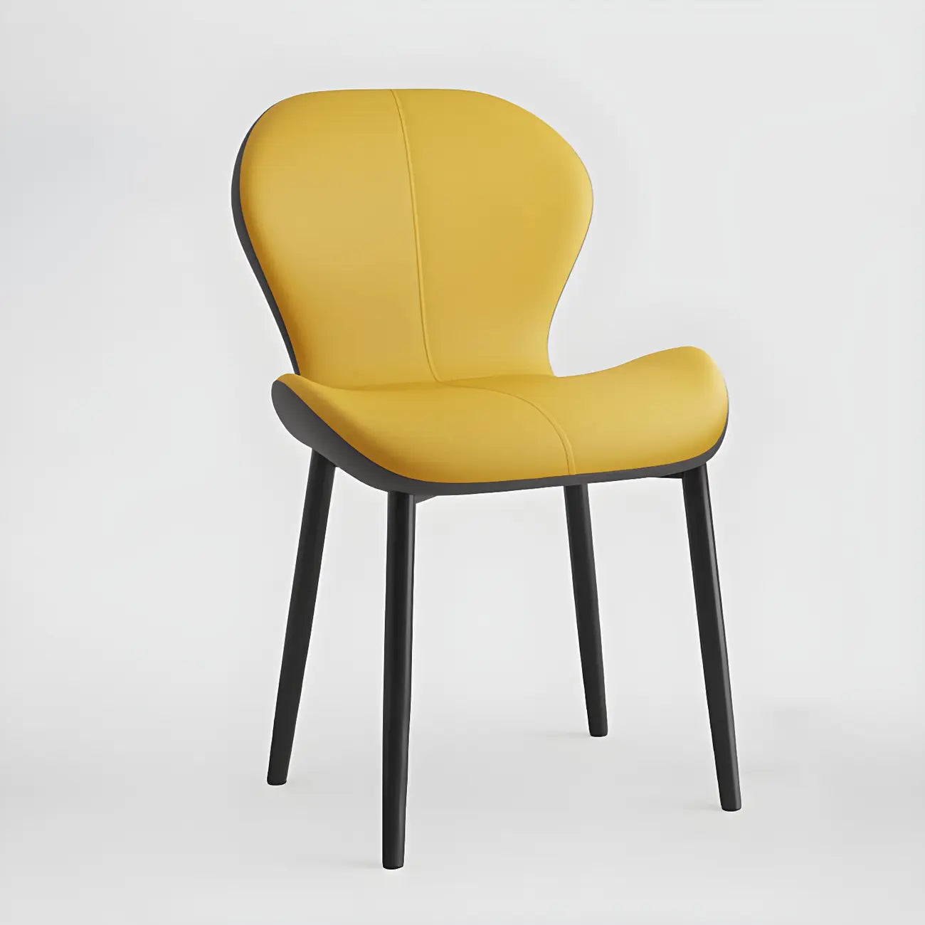 Chaise de salle à manger Art Déco en cuir à dossier incurvé et dossier plein