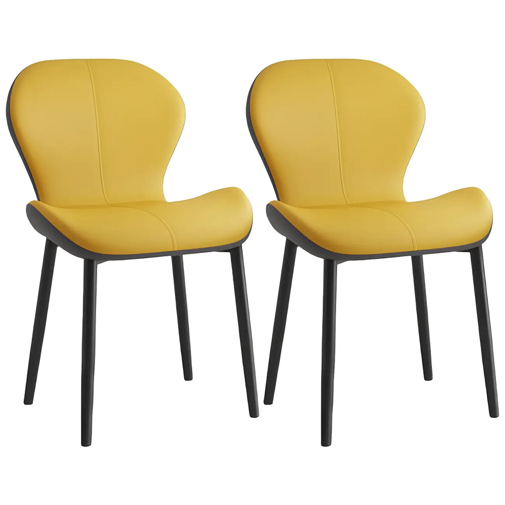 Chaise de salle à manger Art Déco en cuir à dossier incurvé et dossier plein