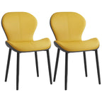 Chaise de salle à manger Art Déco en cuir à dossier incurvé et dossier plein
