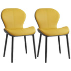 Chaise de salle à manger Art Déco en cuir à dossier incurvé et dossier plein