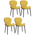 Chaise de salle à manger Art Déco en cuir à dossier incurvé et dossier plein