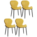 Chaise de salle à manger Art Déco en cuir à dossier incurvé et dossier plein