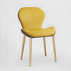 Chaise de salle à manger Art Déco en cuir à dossier incurvé et dossier plein
