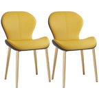 Chaise de salle à manger Art Déco en cuir à dossier incurvé et dossier plein