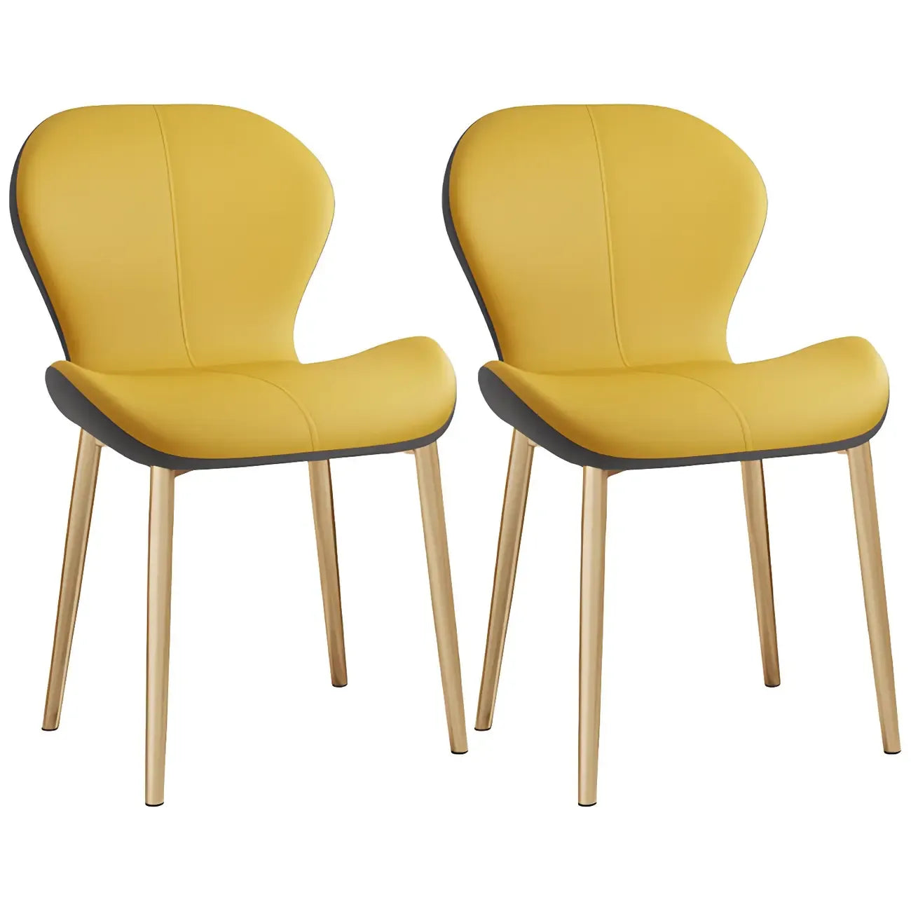 Chaise de salle à manger Art Déco en cuir à dossier incurvé et dossier plein