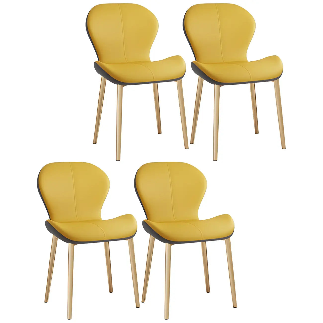 Chaise de salle à manger Art Déco en cuir à dossier incurvé et dossier plein