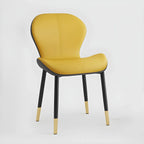 Chaise de salle à manger Art Déco en cuir à dossier incurvé et dossier plein