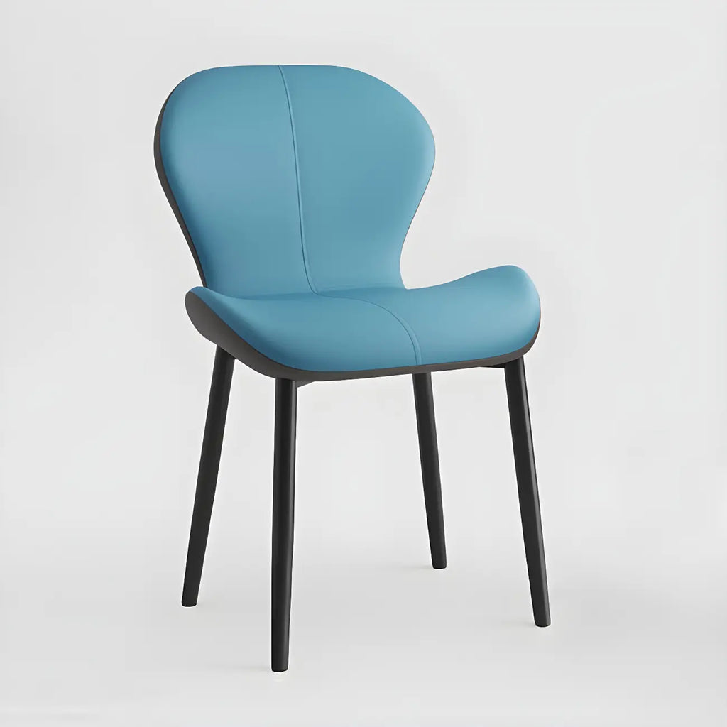 Chaise de salle à manger Art Déco en cuir à dossier incurvé et dossier plein