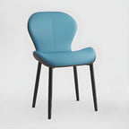 Chaise de salle à manger Art Déco en cuir à dossier incurvé et dossier plein