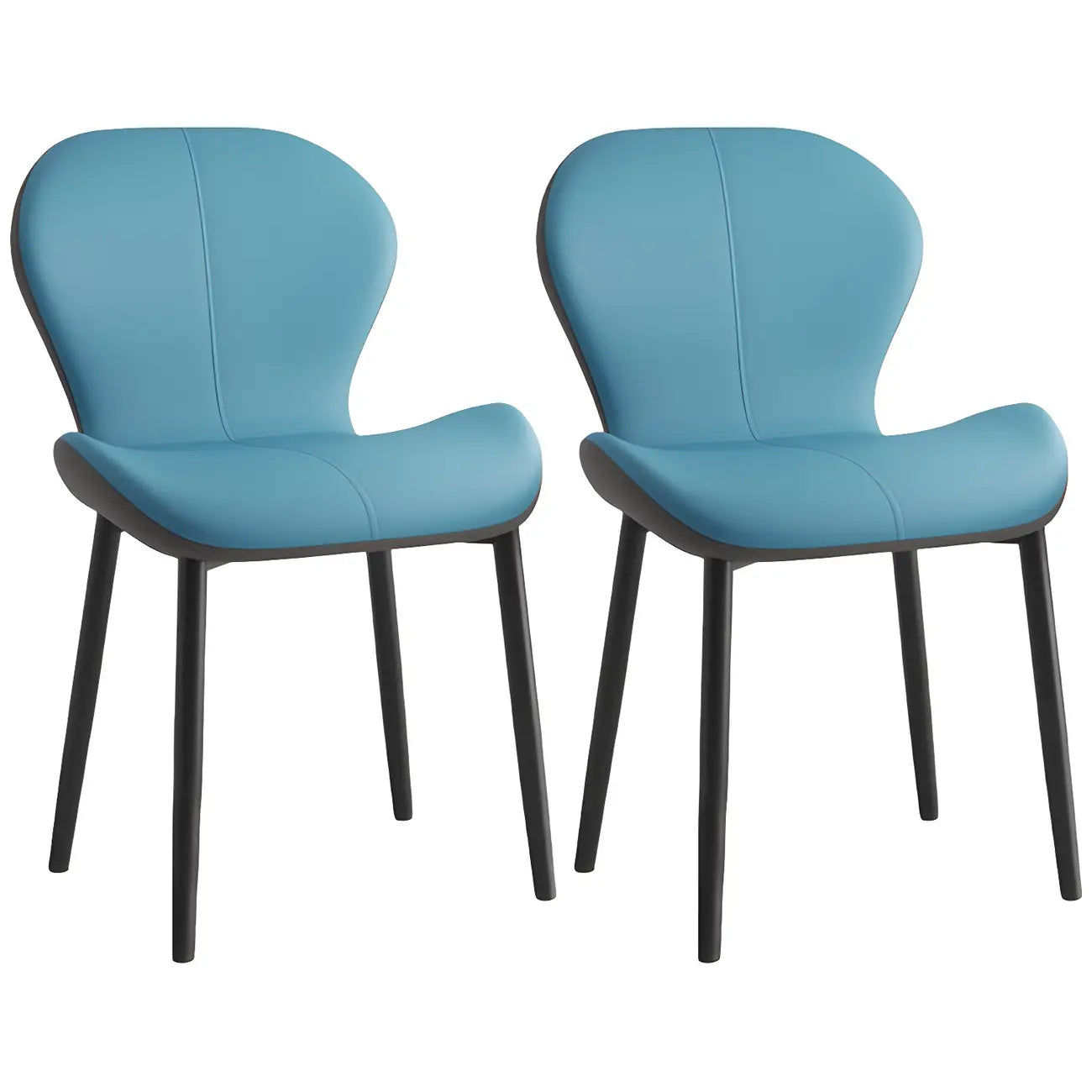 Chaise de salle à manger Art Déco en cuir à dossier incurvé et dossier plein