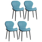 Chaise de salle à manger Art Déco en cuir à dossier incurvé et dossier plein