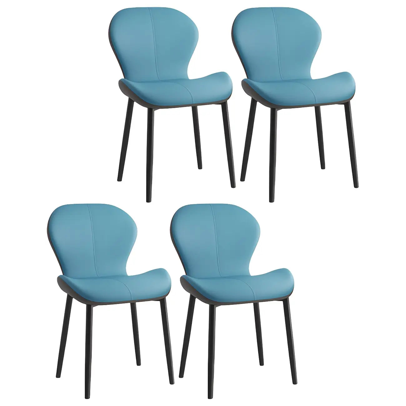 Chaise de salle à manger Art Déco en cuir à dossier incurvé et dossier plein