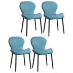 Chaise de salle à manger Art Déco en cuir à dossier incurvé et dossier plein