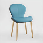 Chaise de salle à manger Art Déco en cuir à dossier incurvé et dossier plein