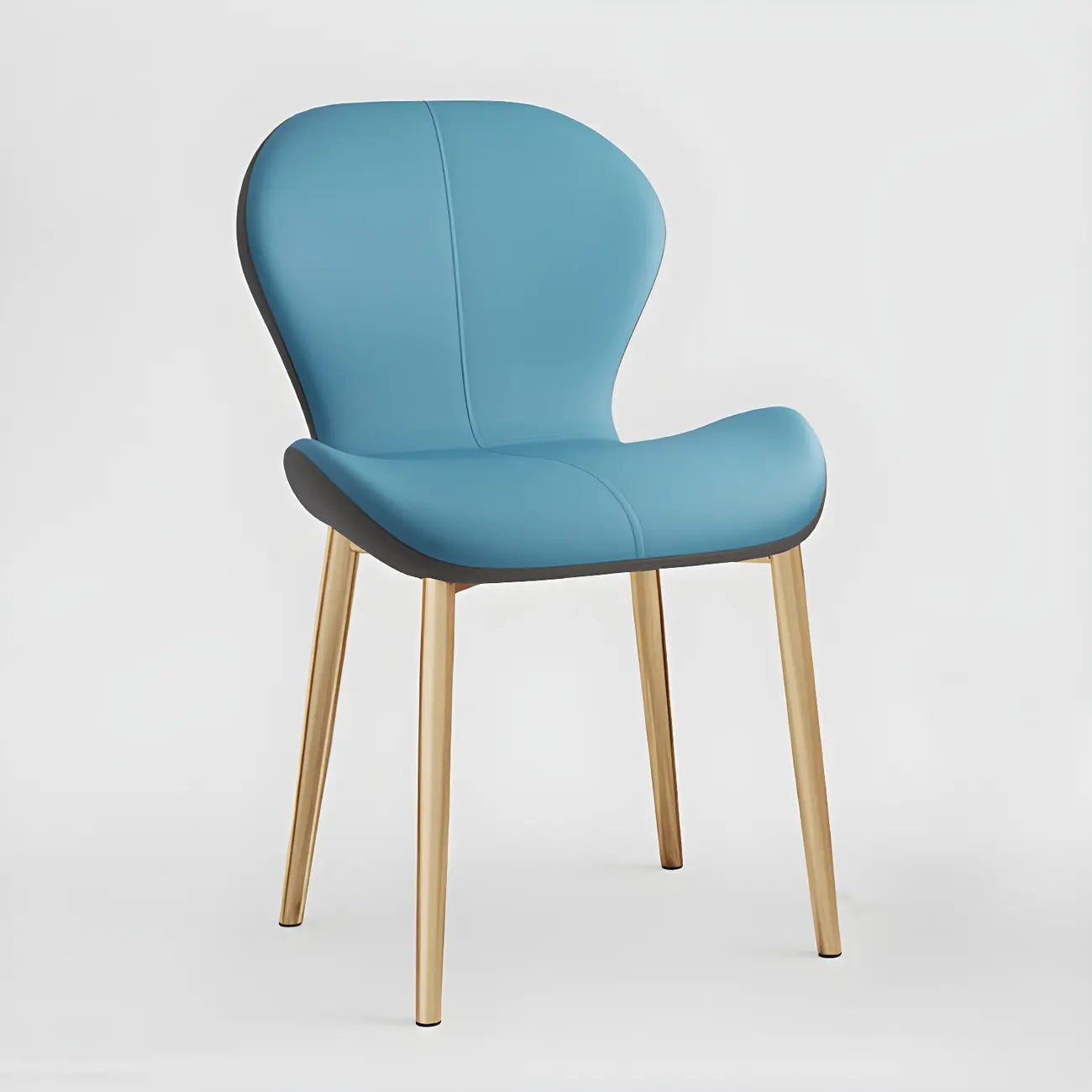 Chaise de salle à manger Art Déco en cuir à dossier incurvé et dossier plein
