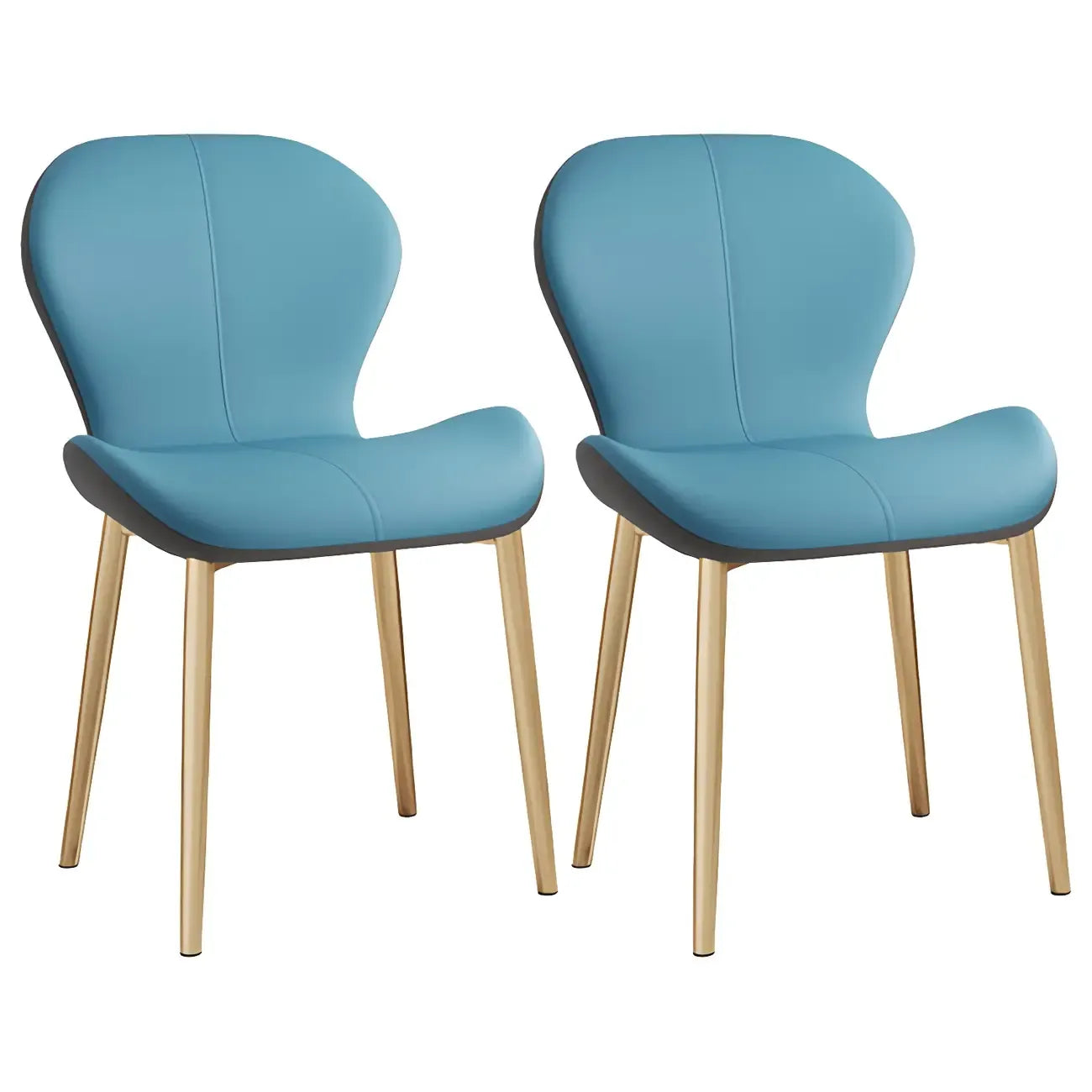 Chaise de salle à manger Art Déco en cuir à dossier incurvé et dossier plein