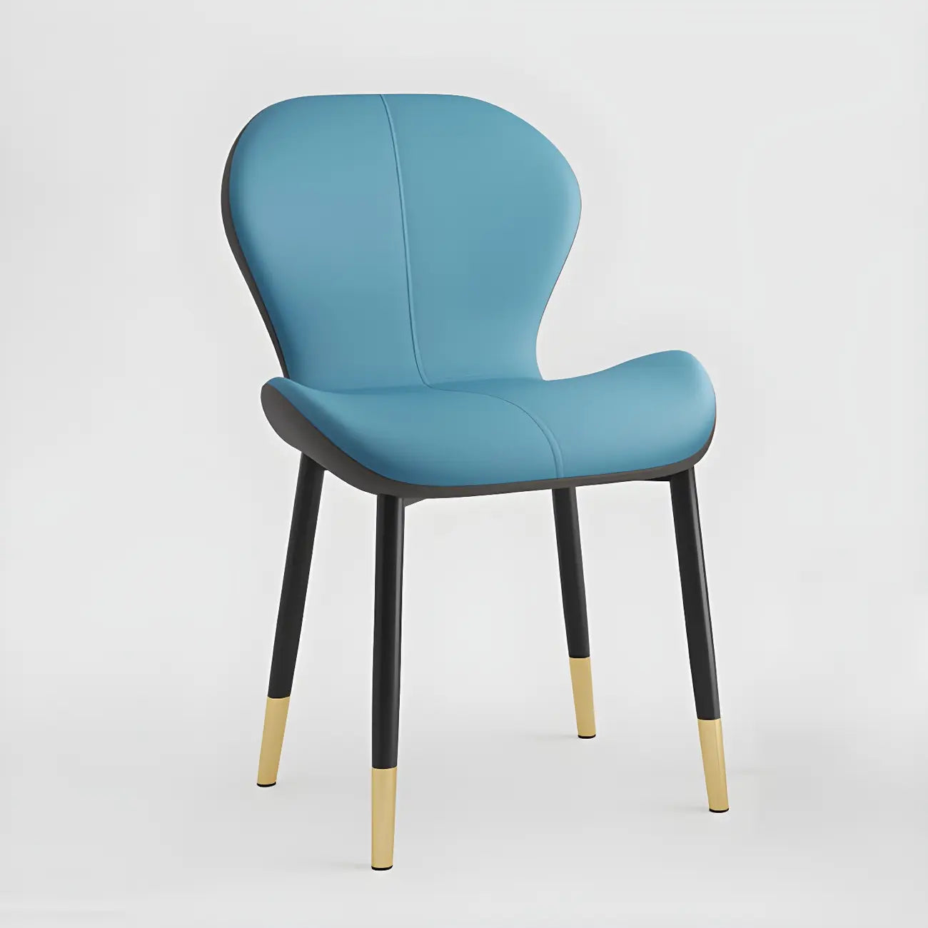 Chaise de salle à manger Art Déco en cuir à dossier incurvé et dossier plein
