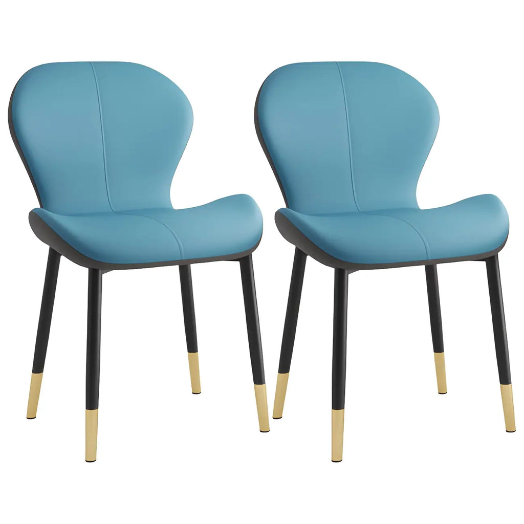 Chaise de salle à manger Art Déco en cuir à dossier incurvé et dossier plein