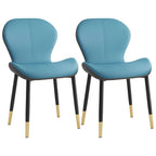 Chaise de salle à manger Art Déco en cuir à dossier incurvé et dossier plein