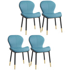 Chaise de salle à manger Art Déco en cuir à dossier incurvé et dossier plein