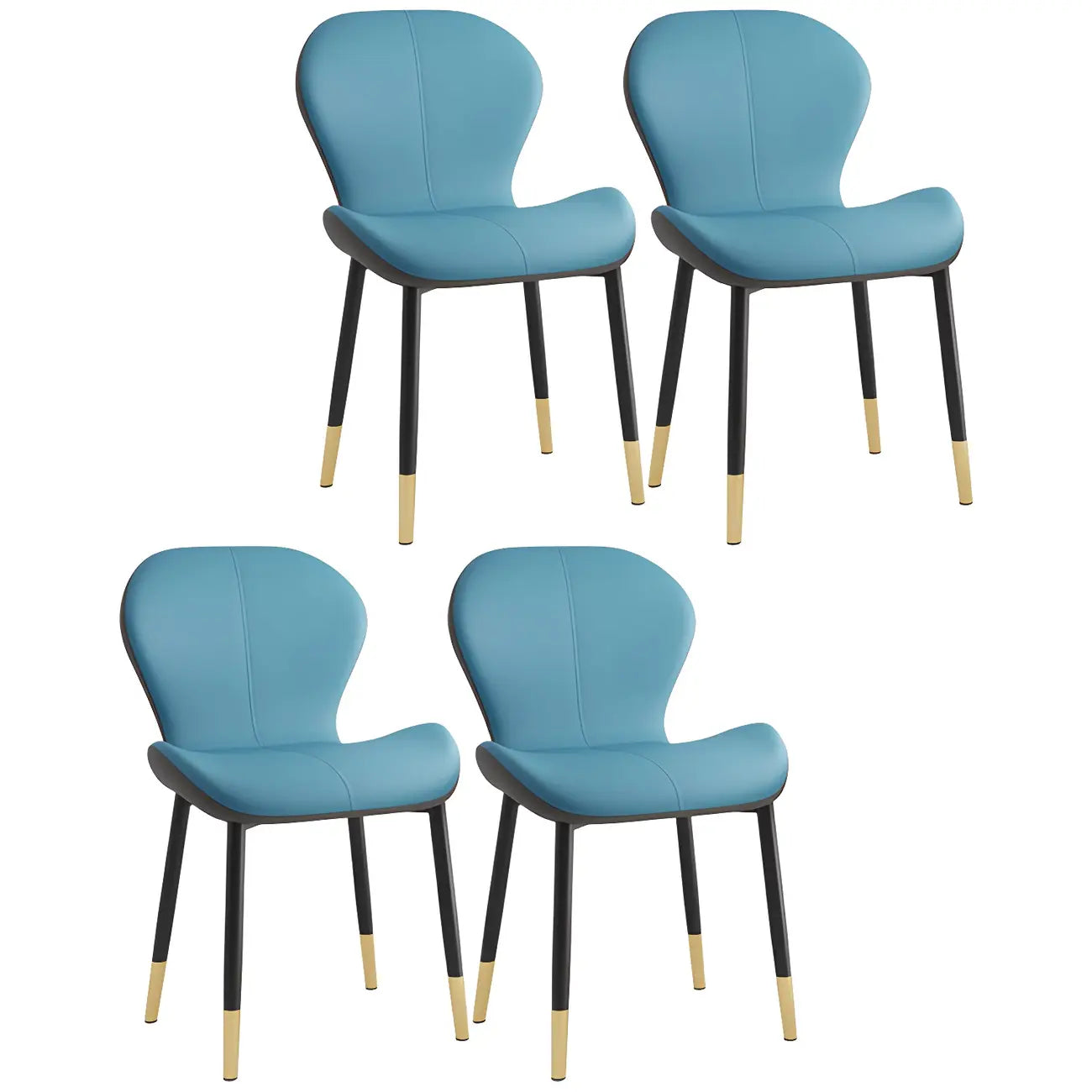 Chaise de salle à manger Art Déco en cuir à dossier incurvé et dossier plein