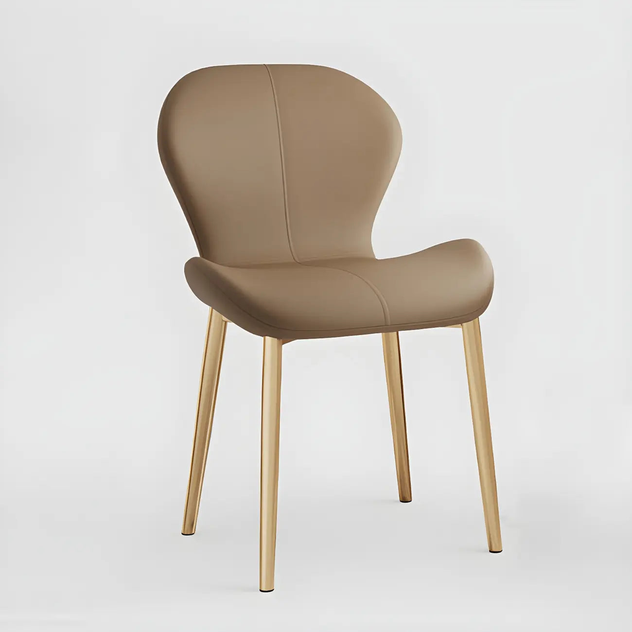 Chaise de salle à manger Art Déco en cuir à dossier incurvé et dossier plein