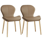 Chaise de salle à manger Art Déco en cuir à dossier incurvé et dossier plein