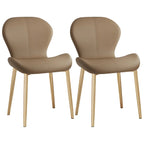 Chaise de salle à manger Art Déco en cuir à dossier incurvé et dossier plein