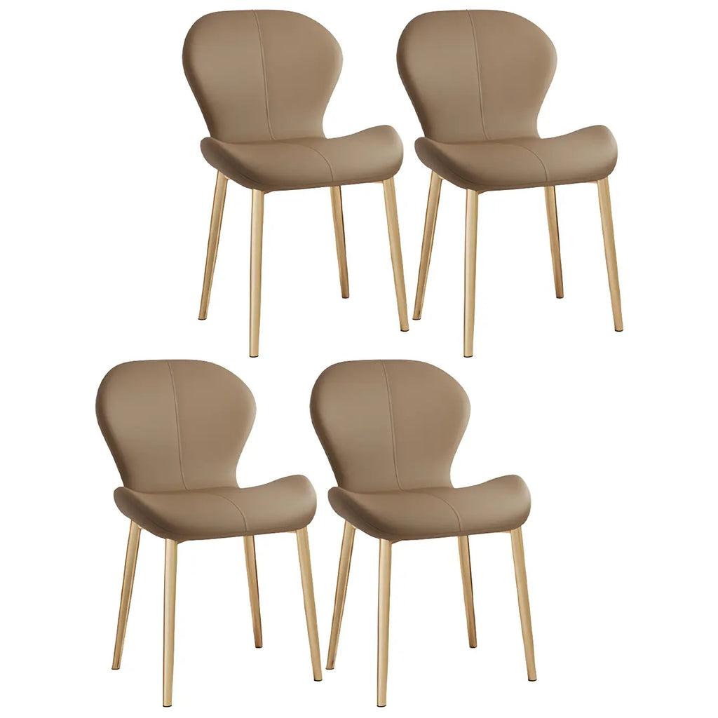 Chaise de salle à manger Art Déco en cuir à dossier incurvé et dossier plein