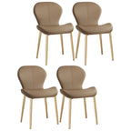 Chaise de salle à manger Art Déco en cuir à dossier incurvé et dossier plein