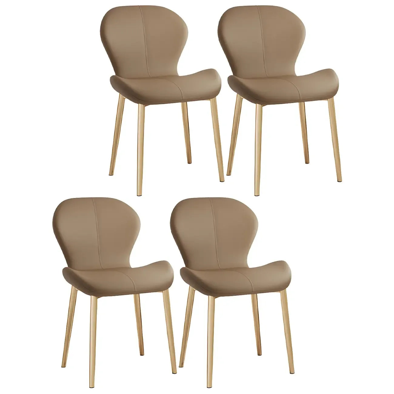 Chaise de salle à manger Art Déco en cuir à dossier incurvé et dossier plein