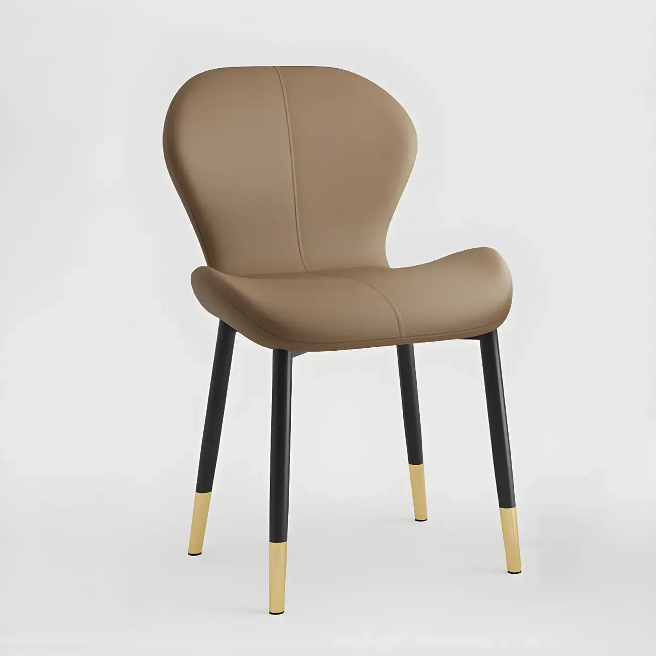 Chaise de salle à manger Art Déco en cuir à dossier incurvé et dossier plein