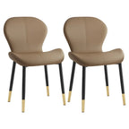 Chaise de salle à manger Art Déco en cuir à dossier incurvé et dossier plein
