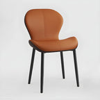 Chaise de salle à manger Art Déco en cuir à dossier incurvé et dossier plein