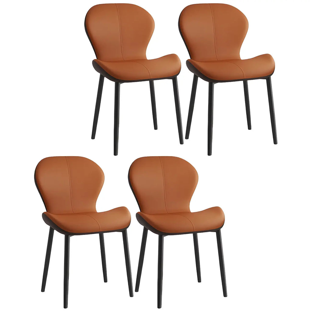 Chaise de salle à manger Art Déco en cuir à dossier incurvé et dossier plein