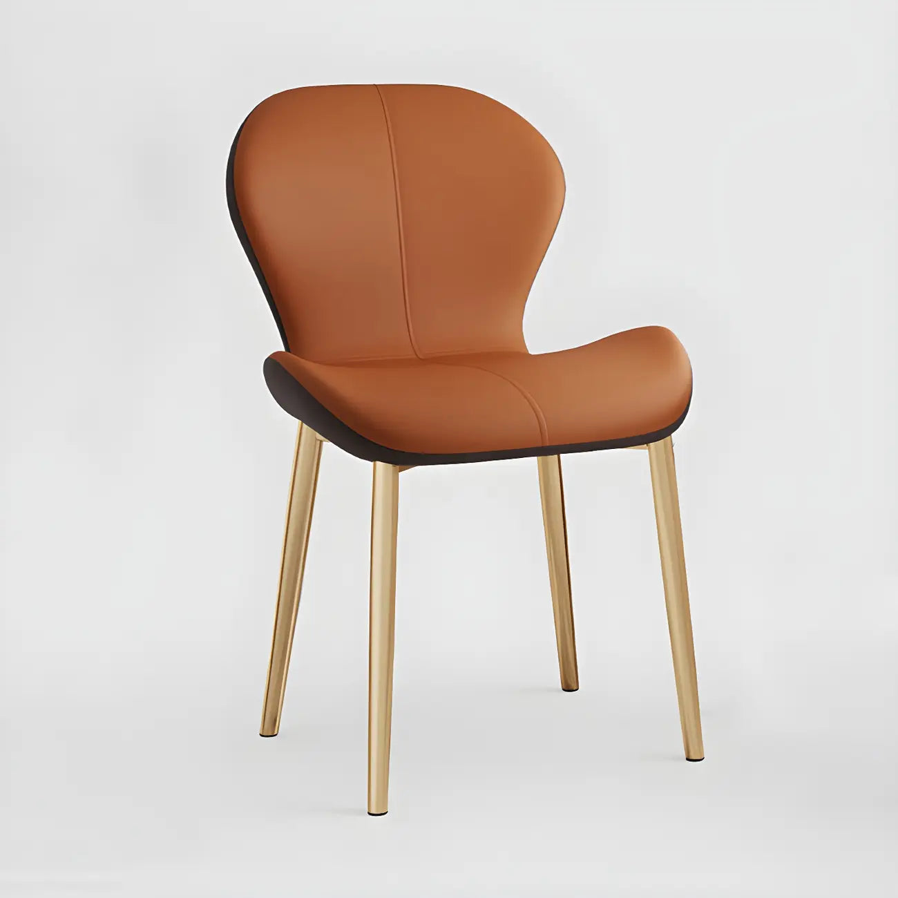 Chaise de salle à manger Art Déco en cuir à dossier incurvé et dossier plein