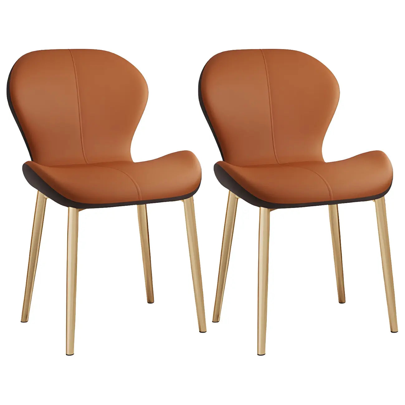 Chaise de salle à manger Art Déco en cuir à dossier incurvé et dossier plein
