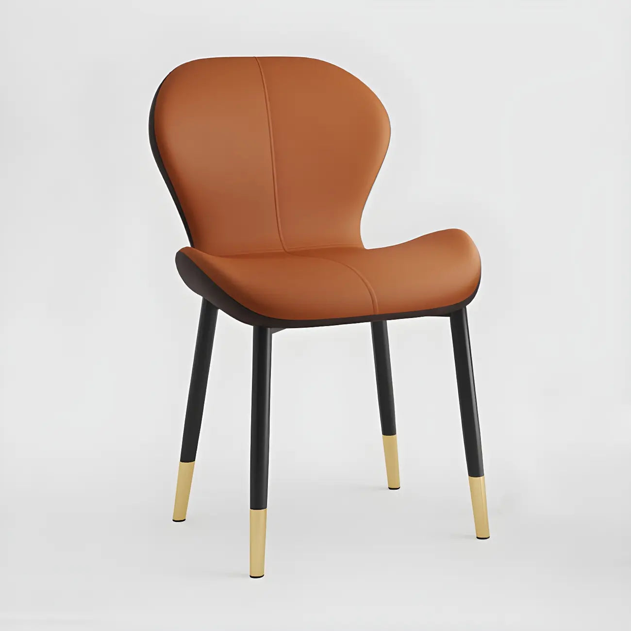 Chaise de salle à manger Art Déco en cuir à dossier incurvé et dossier plein