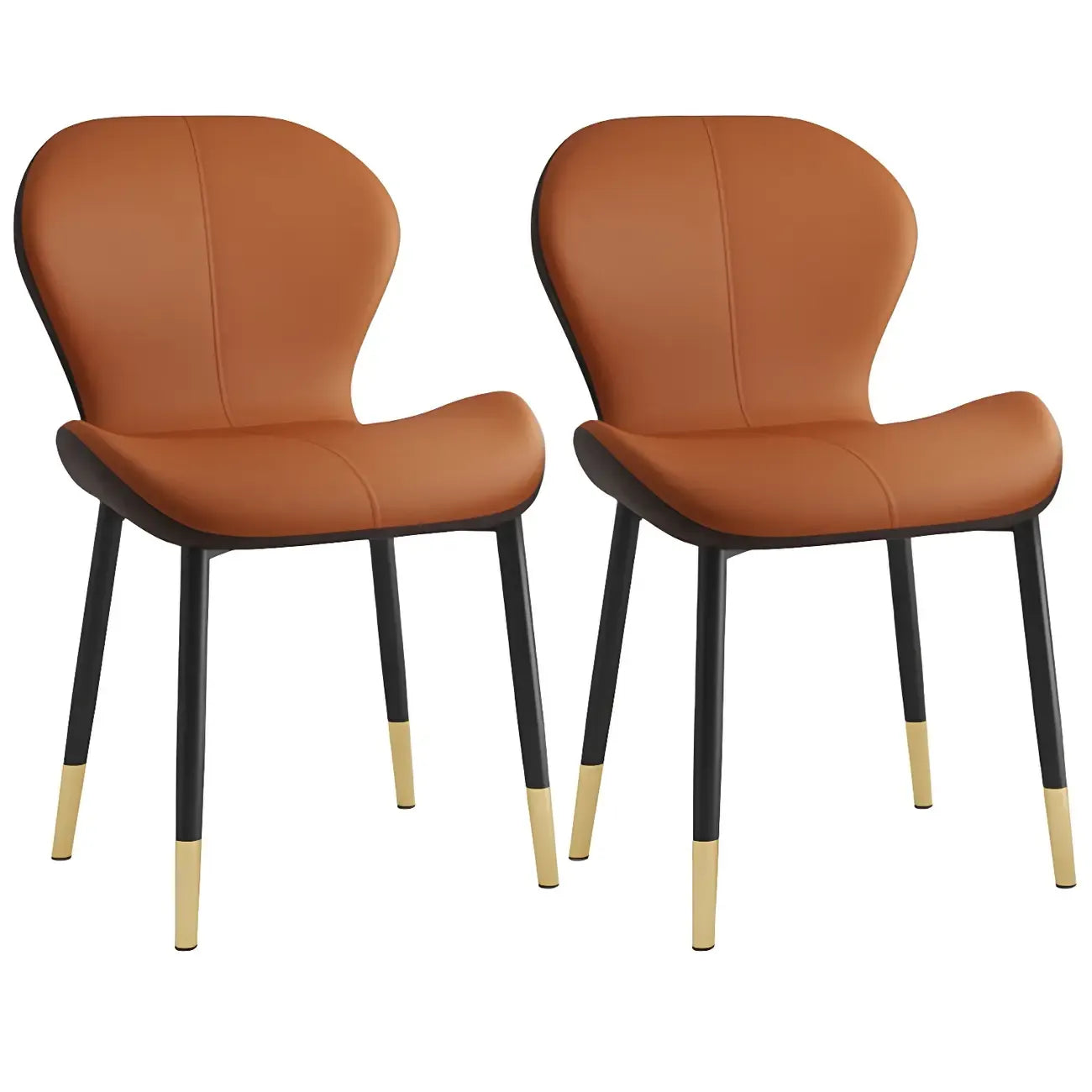 Chaise de salle à manger Art Déco en cuir à dossier incurvé et dossier plein