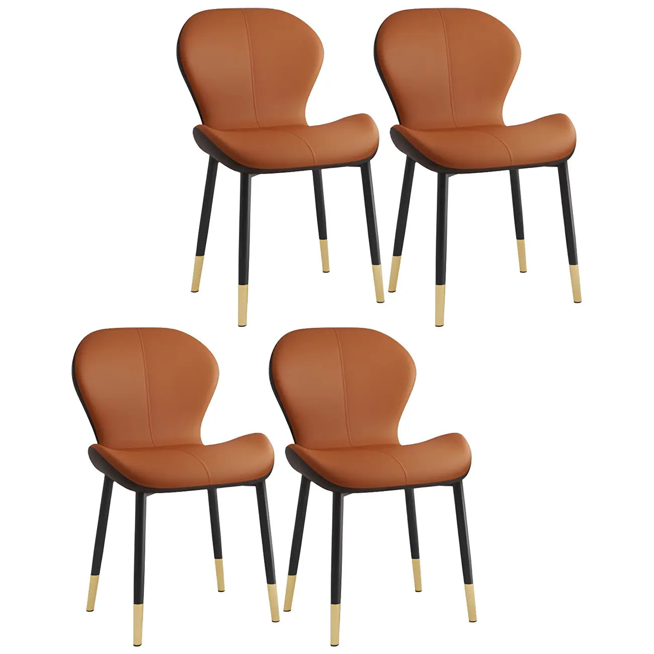 Chaise de salle à manger Art Déco en cuir à dossier incurvé et dossier plein