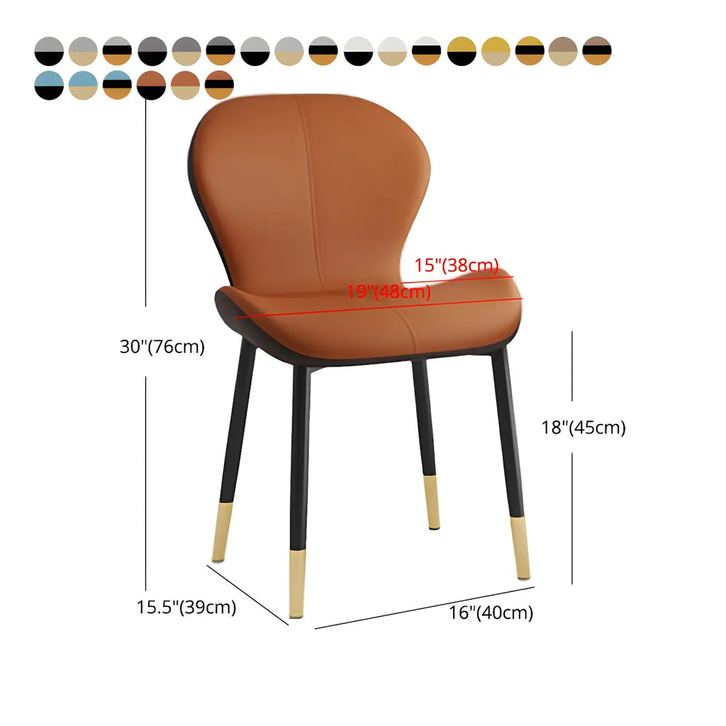 Chaise de salle à manger Art Déco en cuir à dossier incurvé et dossier plein