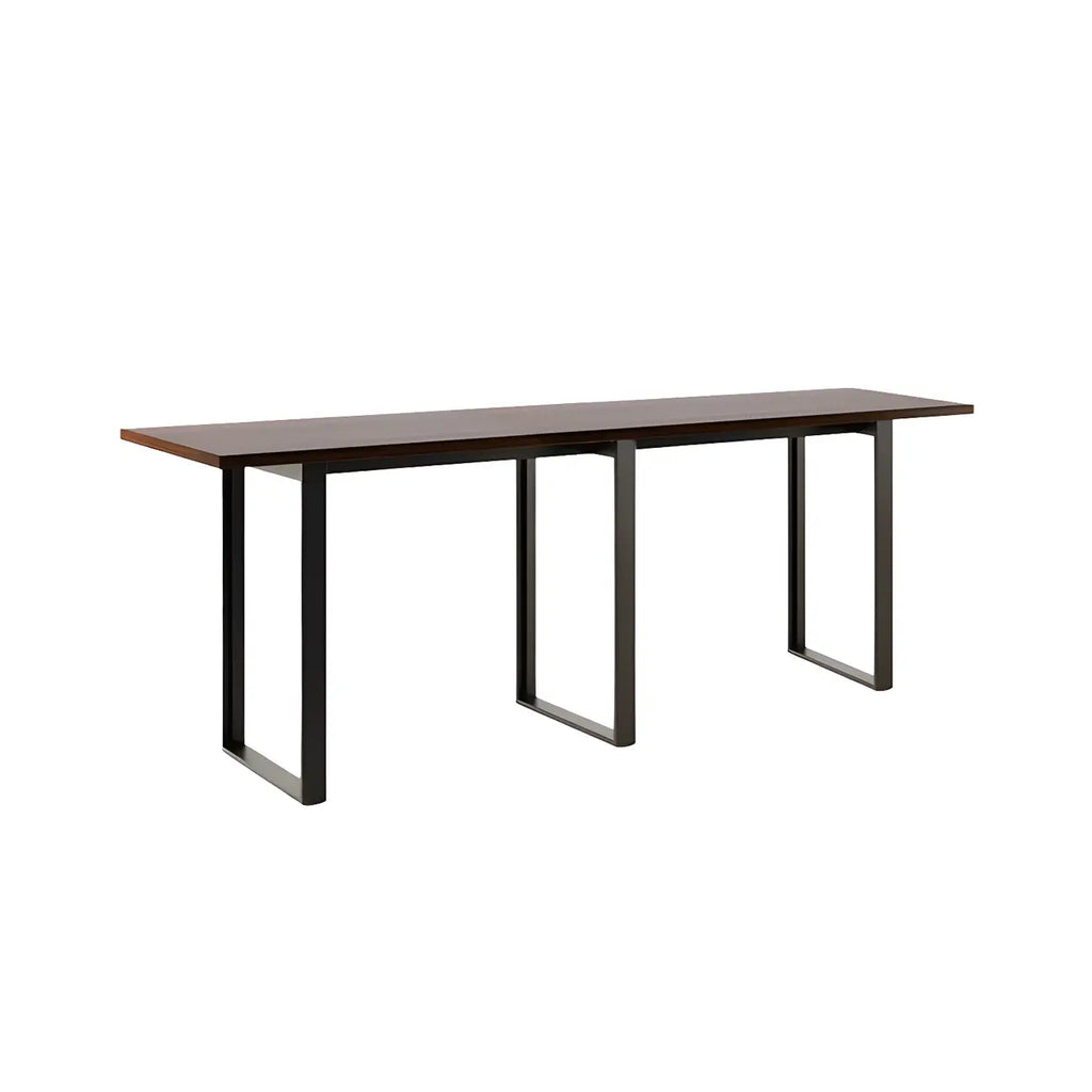 Table de bar rectangulaire industrielle en noyer
