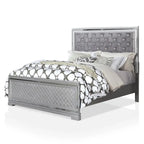 Ensemble de chambre à coucher Seleena Glam Silver Wood 5 pièces avec panneaux capitonnés et port USB par Furniture of America