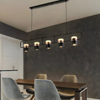 Suspension cylindrique noire moderne pour cuisine