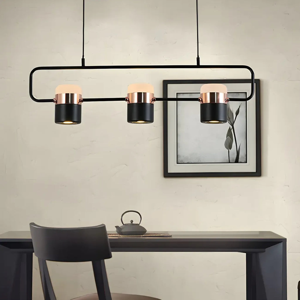Suspension cylindrique noire moderne pour cuisine