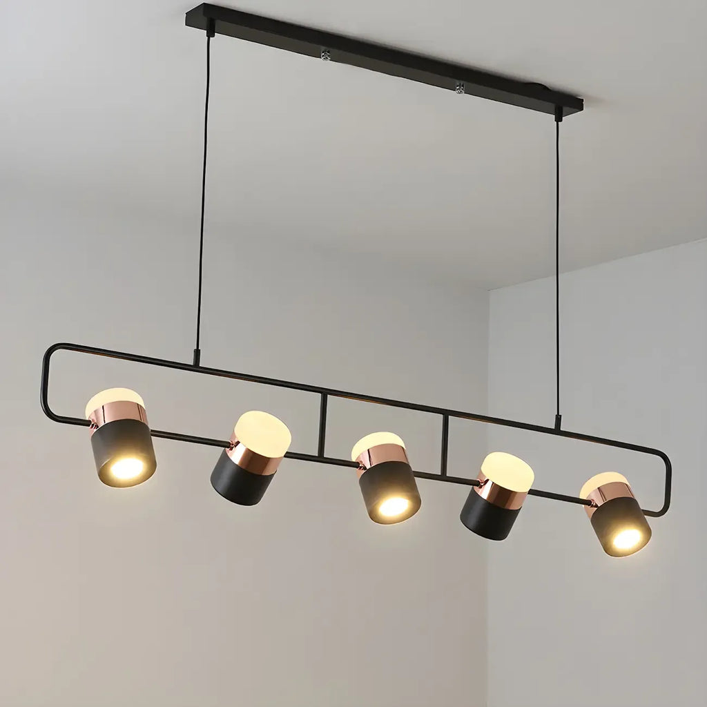 Suspension cylindrique noire moderne pour cuisine