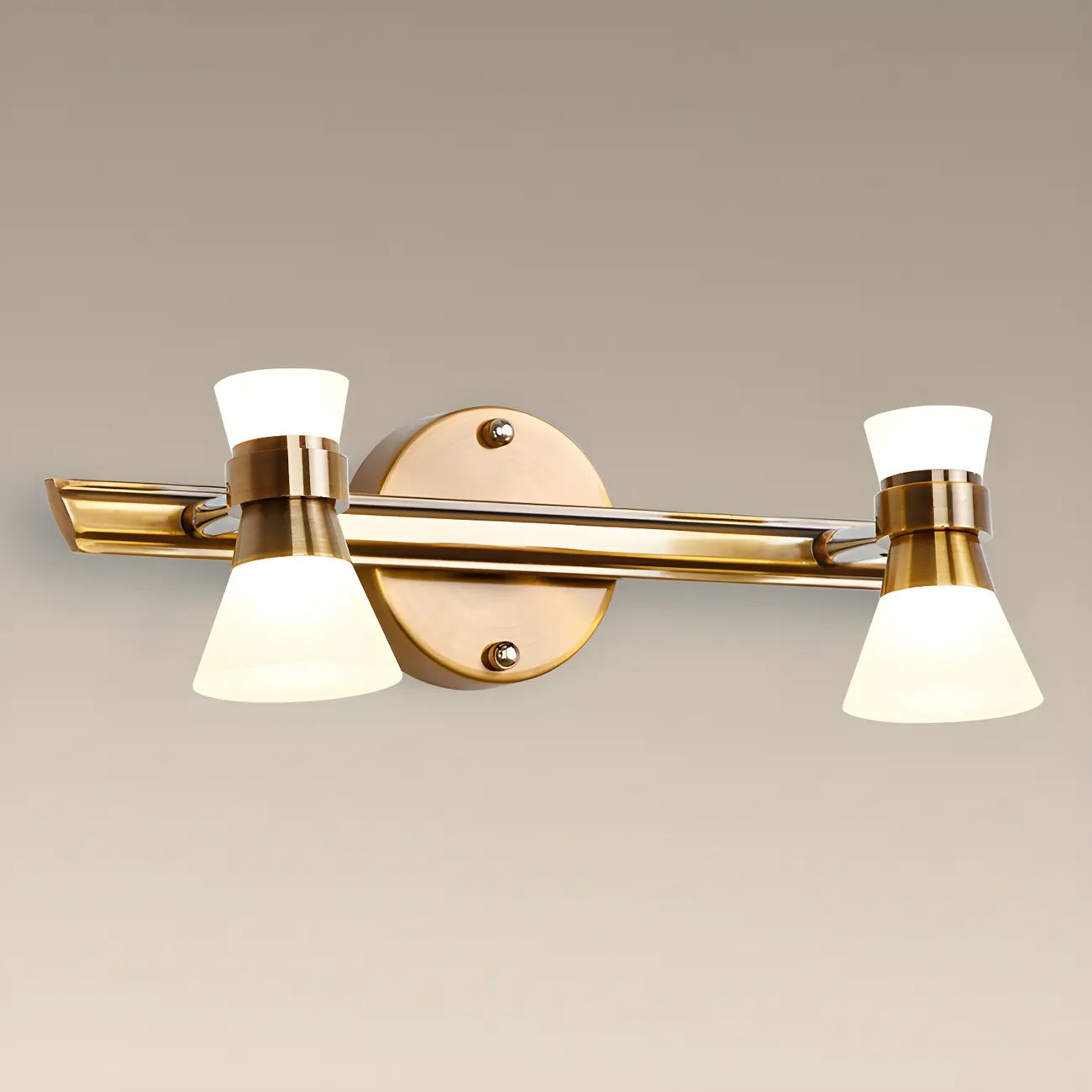 Applique murale LED moderne dorée conique pour salle de bain